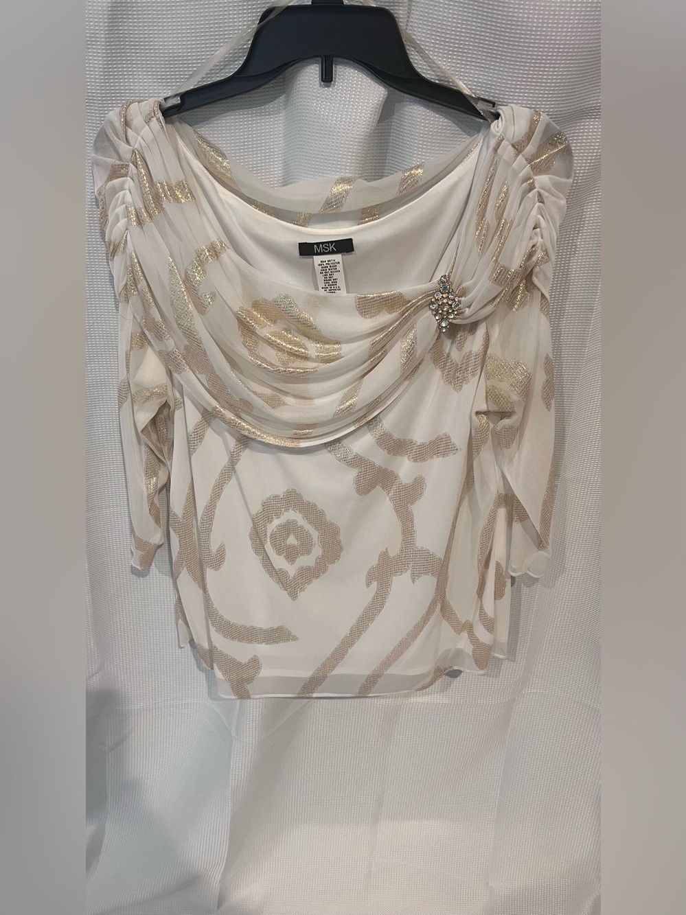 Msk Women's Cream and White Blouse